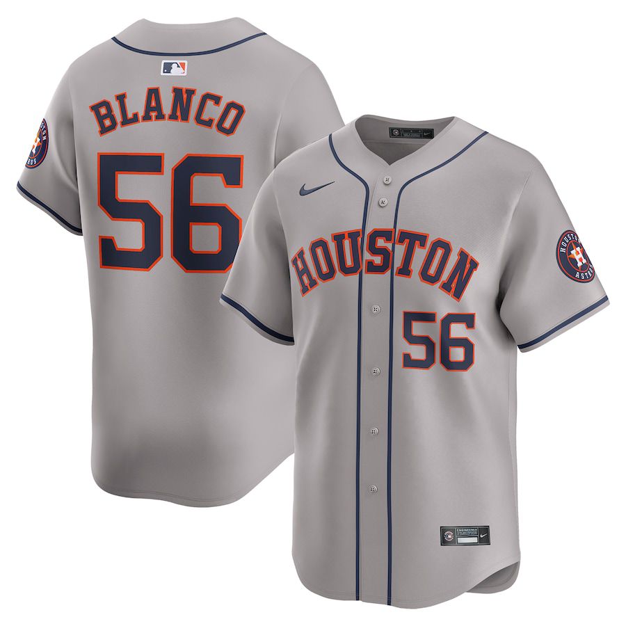 Men Houston Astros 56 Ronel Blanco Nike Gray Away Limited Player MLB Jersey